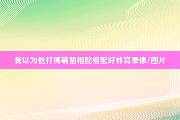我以为他打得确凿相配相配好体育录像/图片
