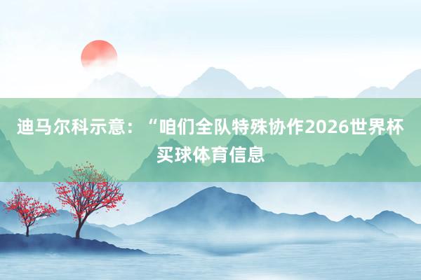 迪马尔科示意：“咱们全队特殊协作2026世界杯买球体育信息