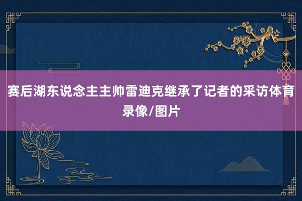 赛后湖东说念主主帅雷迪克继承了记者的采访体育录像/图片