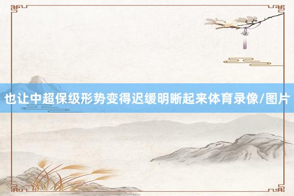 也让中超保级形势变得迟缓明晰起来体育录像/图片