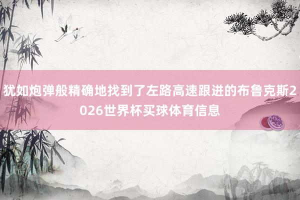 犹如炮弹般精确地找到了左路高速跟进的布鲁克斯2026世界杯买球体育信息