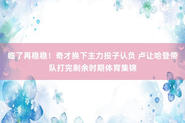 临了再稳稳！奇才换下主力投子认负 卢让哈登带队打完剩余时期体育集锦