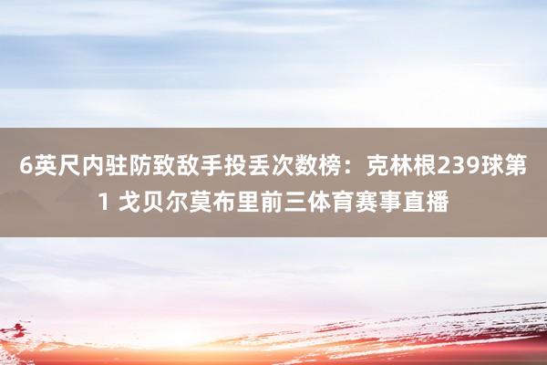6英尺内驻防致敌手投丢次数榜：克林根239球第1 戈贝尔莫布里前三体育赛事直播